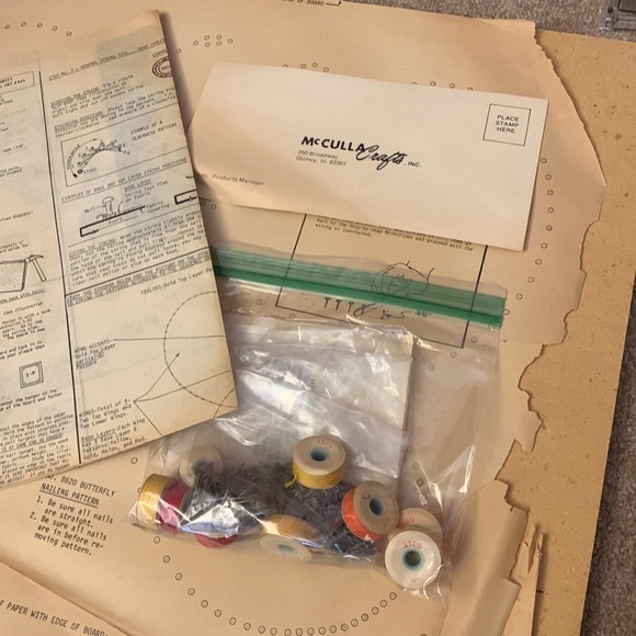 Vintage 1978 McCulla Crafts Inc, BUTTERFLY String Art Kit made in the USA - Picture 7 of 13